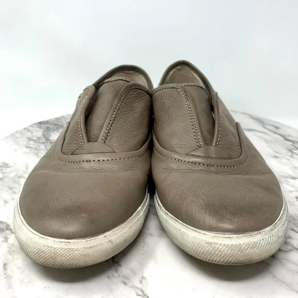 Frye Mindy Slip On Oxford Sneakers Gray Taupe Leather 8.5 Casual Academia Retro - Picture 4 of 12